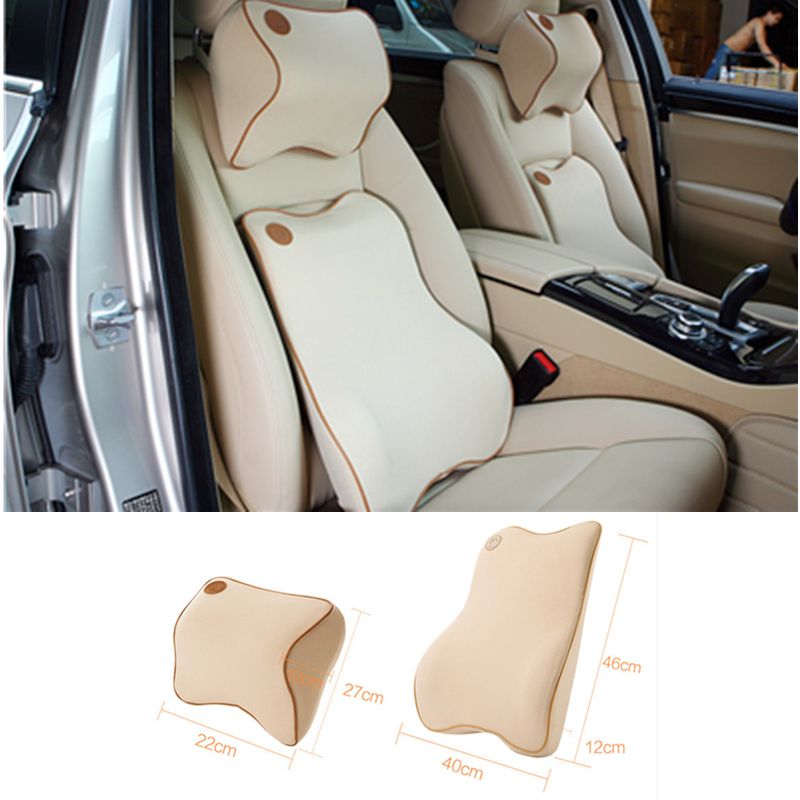 1 Set Seat Supports Lumbar Advanced Headrest Car Cushion With Memory Foam Neck Pillow Head