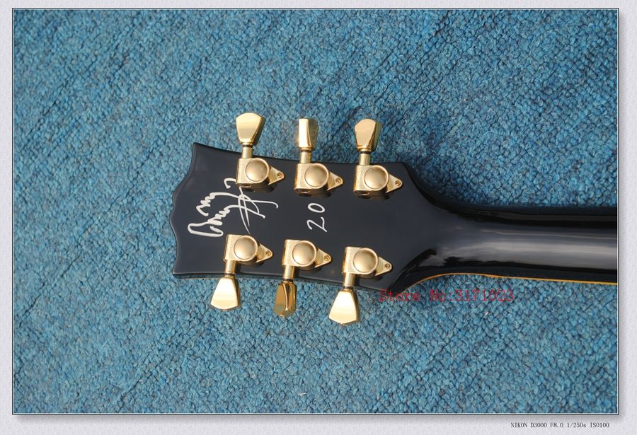 Black Custom Electric Guitar Yellow Binding With Tremolo Mahogany Body