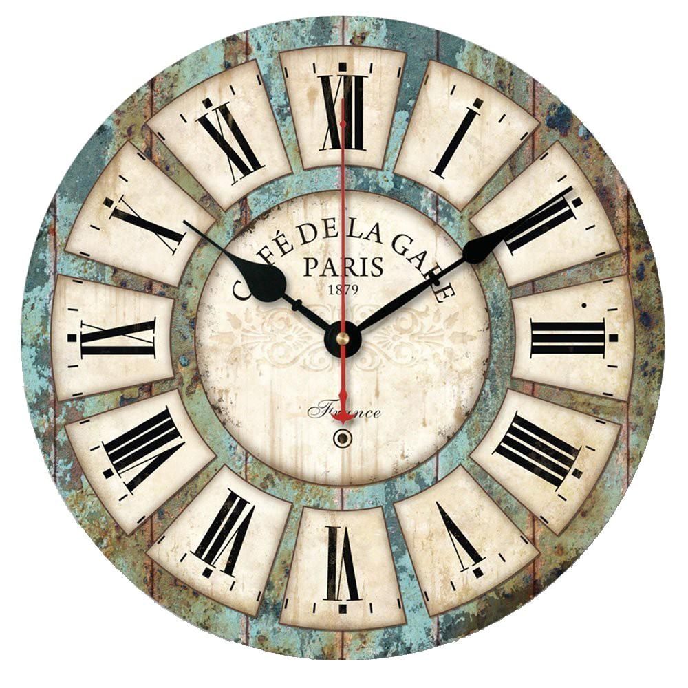 Wholesale New European Style Vintage Creative Round Wood Wall Clock