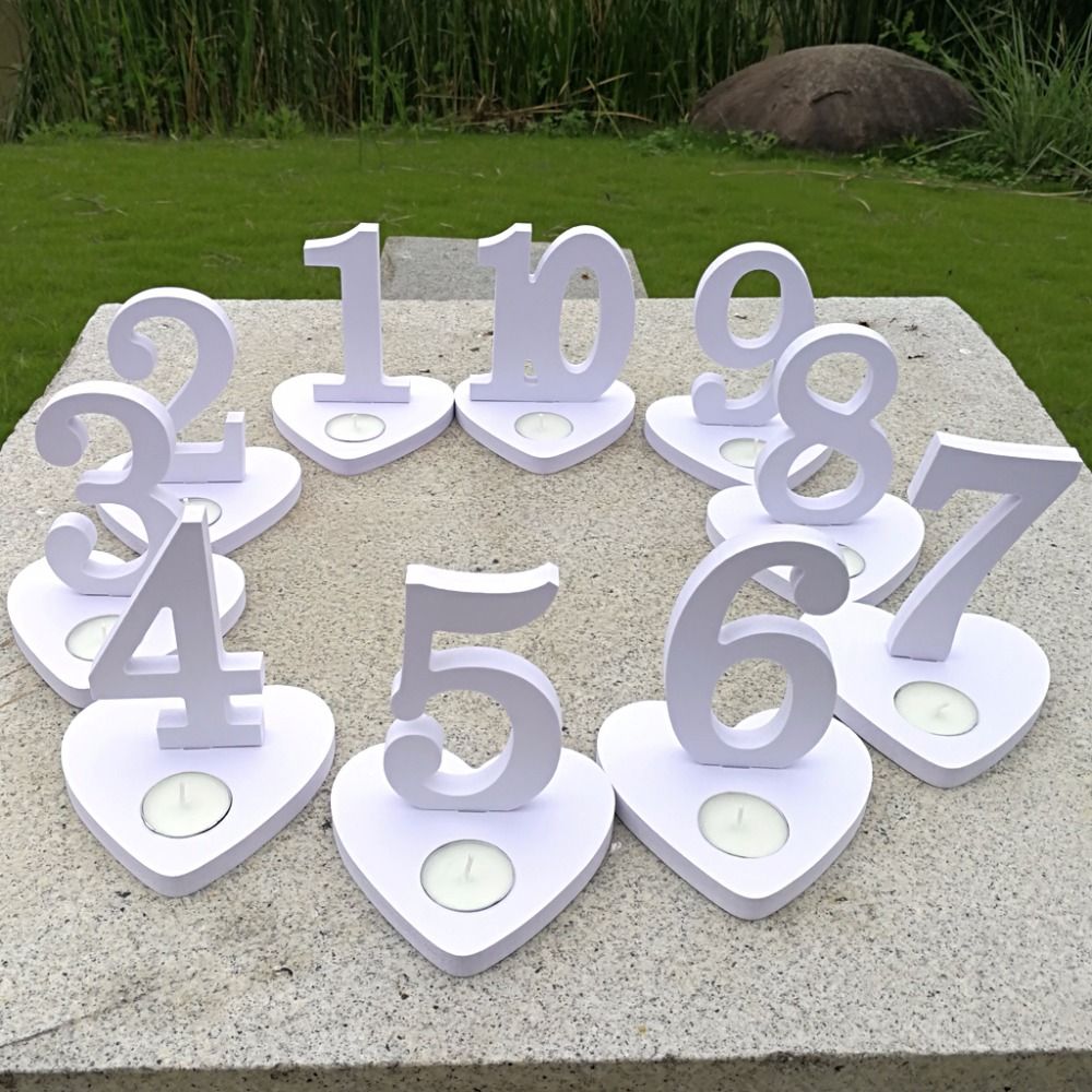 2018 1 10 Wooden Wedding Table Number Signs White Wood 2018 1 10 Wooden Wedding Table Number Signs White Wood Stand Candle Holder Rustic Decor Centerpieces From Tengdinggarden