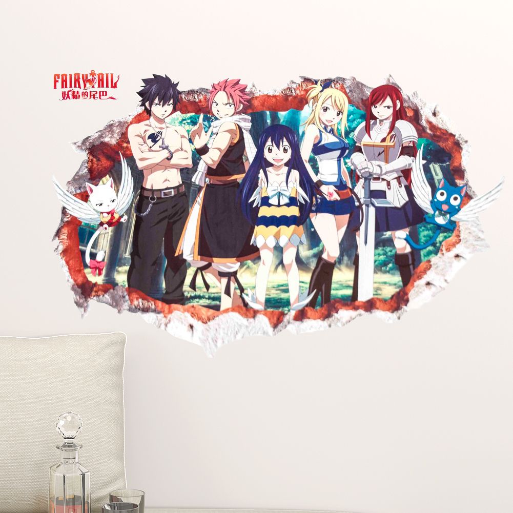 3d Broken Wall Fairy Tail Anime Poster Decoration Carton Wall