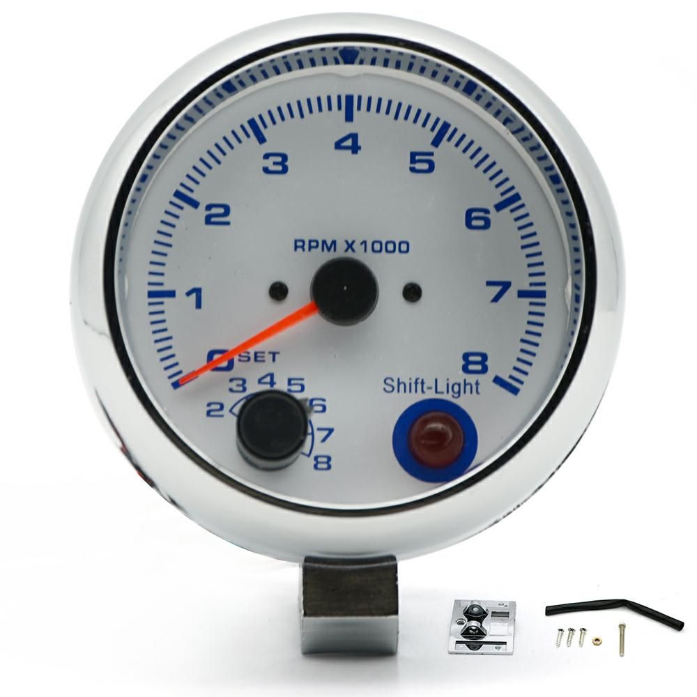2021 3.75 Inch 95mm White Electrical Tachometer RPM Gauge With Internal