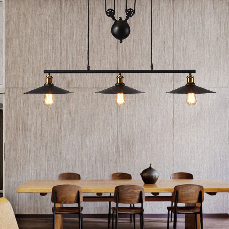 Vintage Pendant Light Kitchen Fixtures Loft Style Hanglamp Pulley Pendant Lamp Office Best Kitchen Adjule