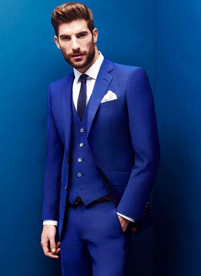 Custom Royal Blue Men Suits Business Suits Blazer Wedding Suits Groom ...