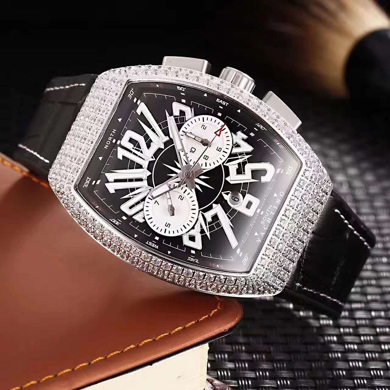 Luxury Watch Leather Strap Wine Barrels Automatic Mechanical Movement Fashion Diamond Wristwatch