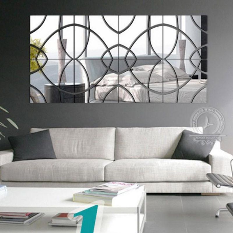 3d silver gold mirror wall sticker acrylic modern home decoration