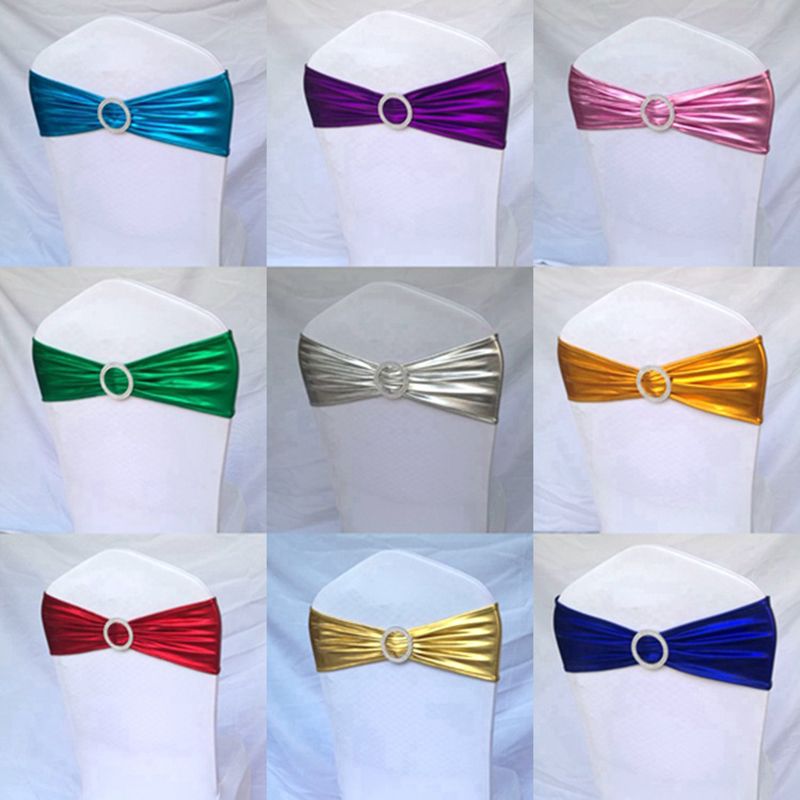 Metallic Gold Spandex Chair Bands With Diamond Buckle Cover Sash Band In For Wedding Events Decoration 15 37cm