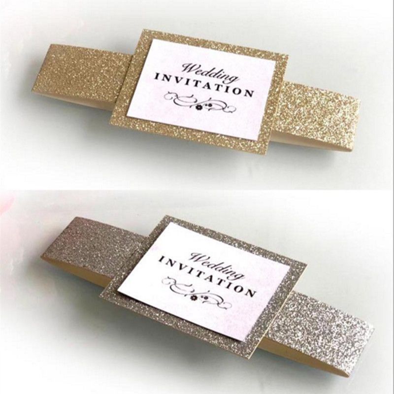 Glittery Invitation Belly Band Gold Amp Silver Luxury Invitation