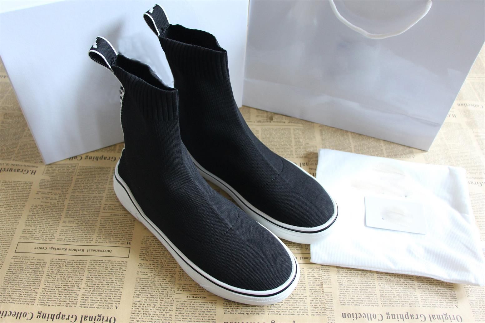 Knitted Mid Sneakers Designer Socks Shoes Mid Top Jacquard Brand High