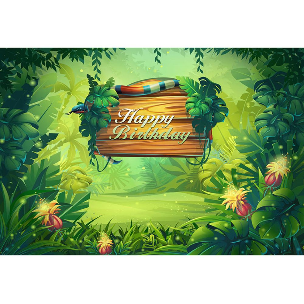 2019 jungle birthday party backdrop customized wooden board snake
