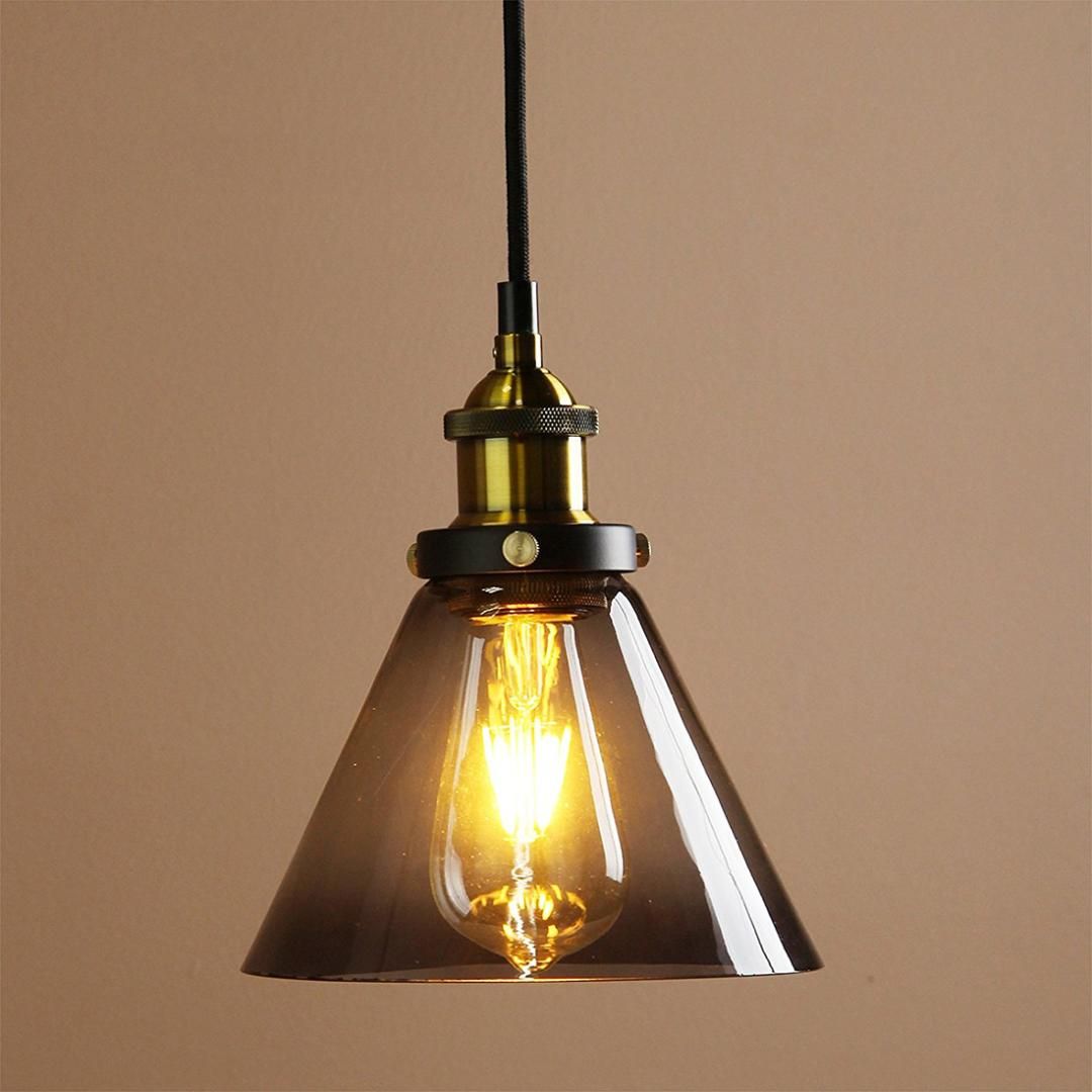Bifi Vintage Industrial Metal Finish Black Gray Glass Shade Loft Lamp Retro Ceiling Light Fitting