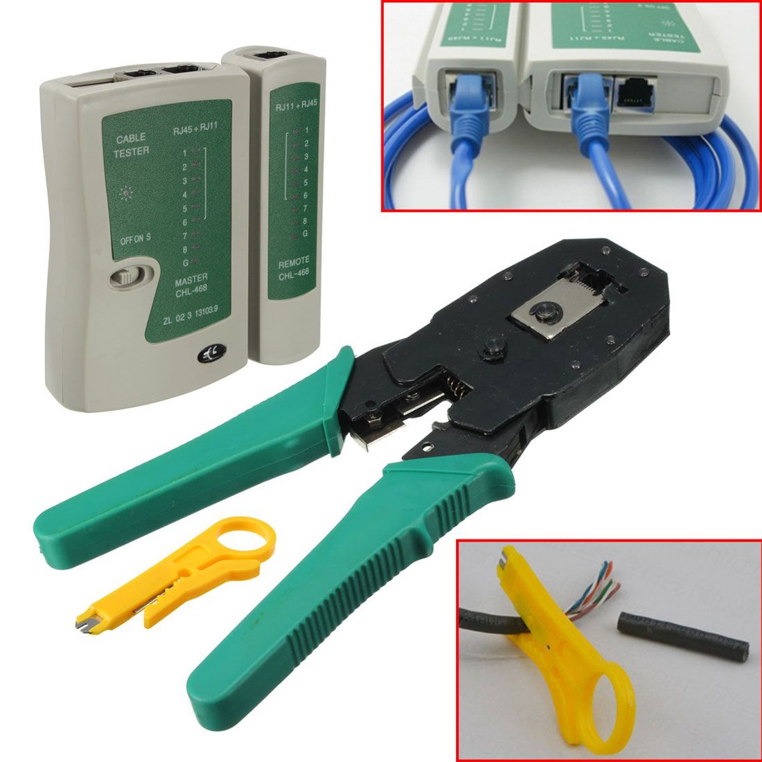 RJ45 RJ11 RJ12 CAT5 LAN Network Tool Kit Cable Tester Crimp Crimper