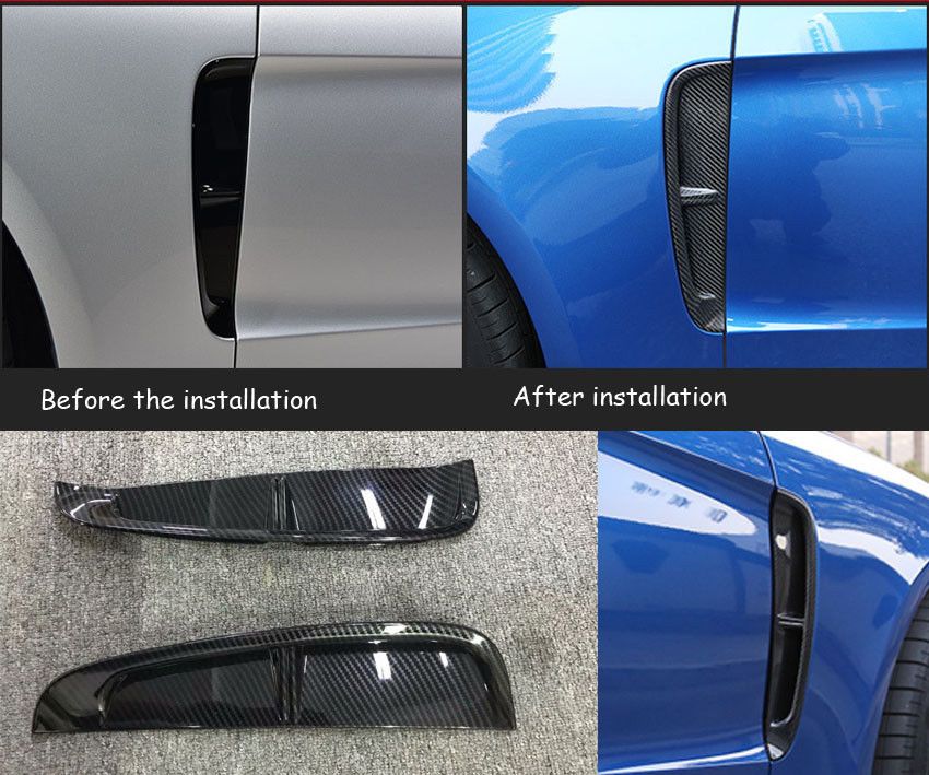 Carbon Color Side Fender Hood Air Vent Intake Grille Fit For Porsche