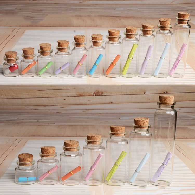 2020 455ml Mini DIY Cute Small Cork Stopper Glass Vial Jars Containers Bottle Drift Bottle