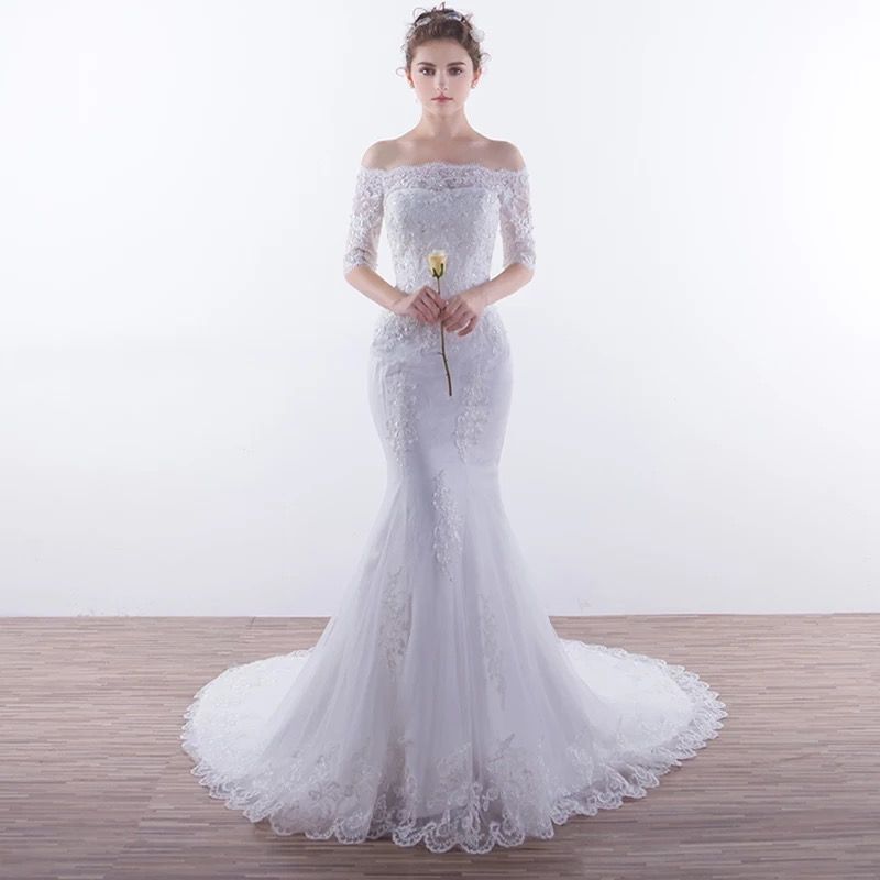 compre apliques de encaje vestidos de novia de sirena con medias