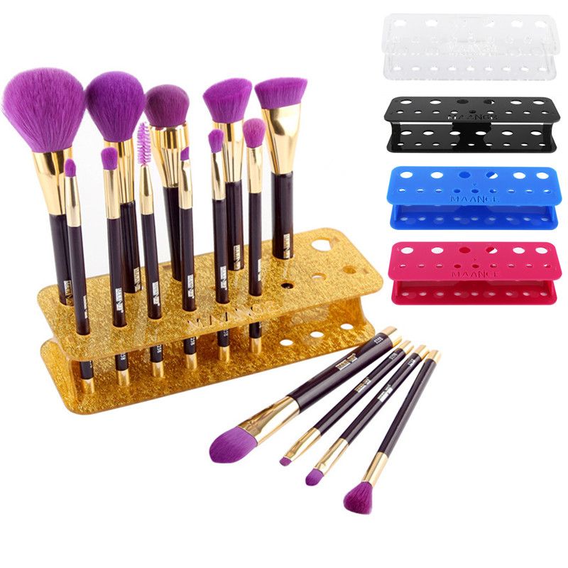 Acrylic Makeup Brushes Holder Stand 15Hole Storage Boxes Cosmetic