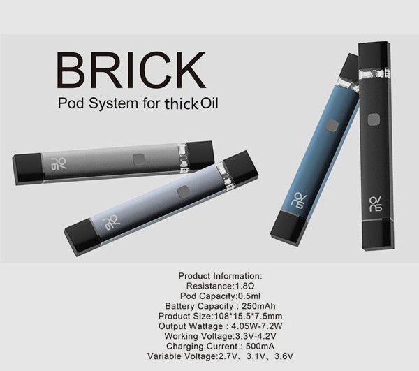 2018 New Preheat Flat Vape Pen Ceramic Coil 0.5ml OVNS Brick Pod System