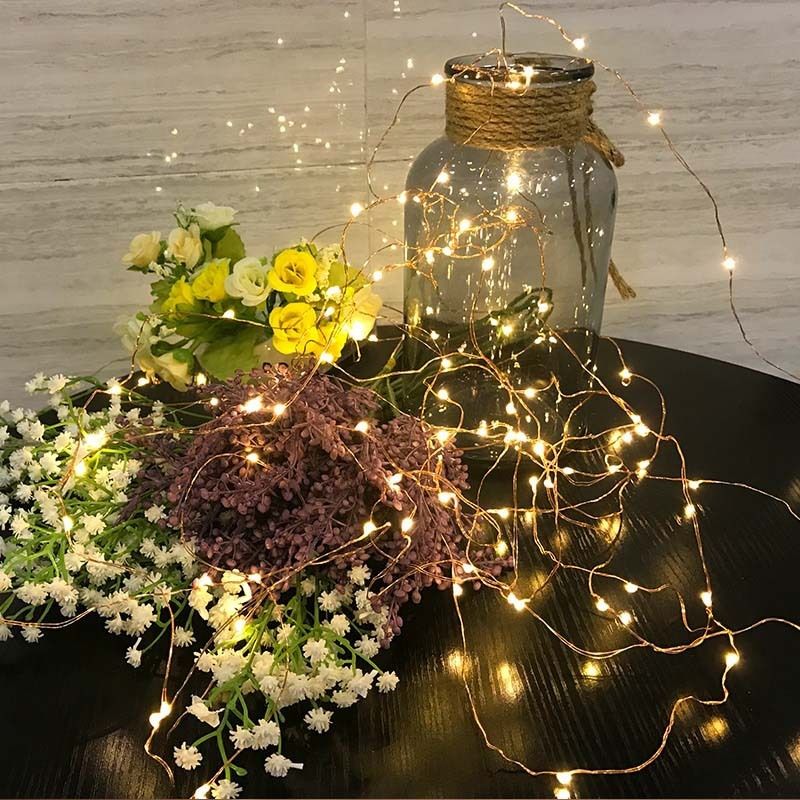 New 2m5m Battery Powered Copper Wire String Lights Indoor Outdoor New 2m5m Battery Powered Copper Wire String Lights Indoor Outdoor Fairy Led Light For Xmas Garland Party Wedding Decoration Whole