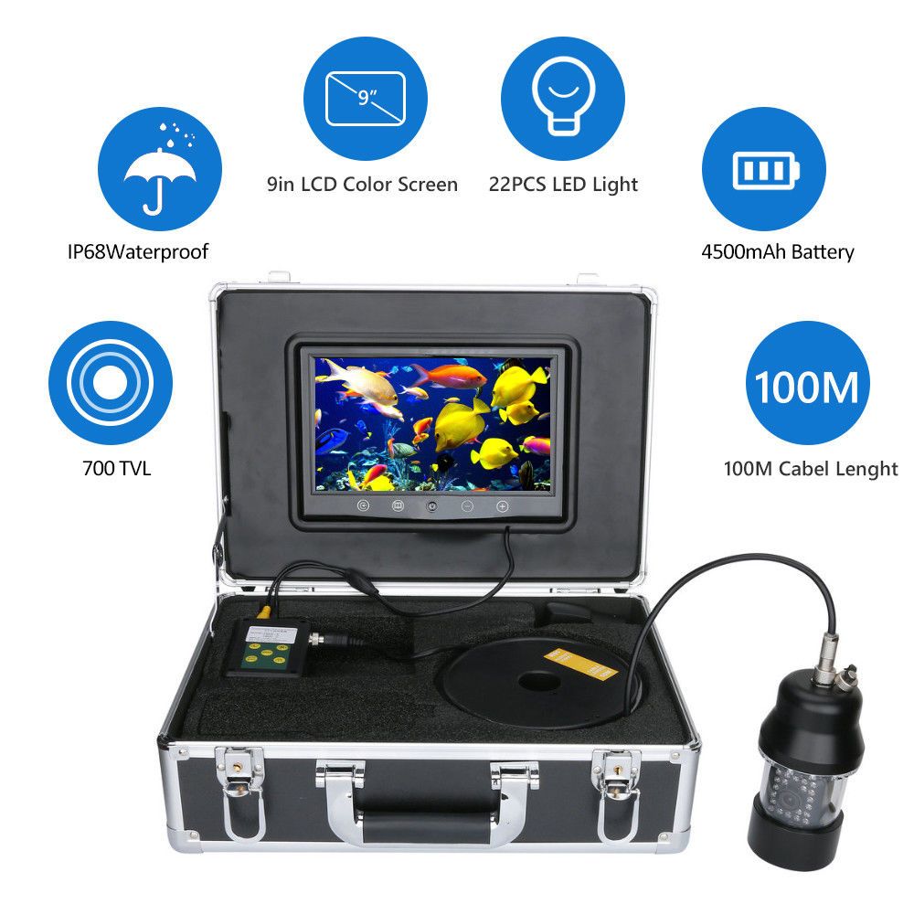 100M Fish Finder Underwater Fishing Camera 9 Inch 360 Degree Rotating