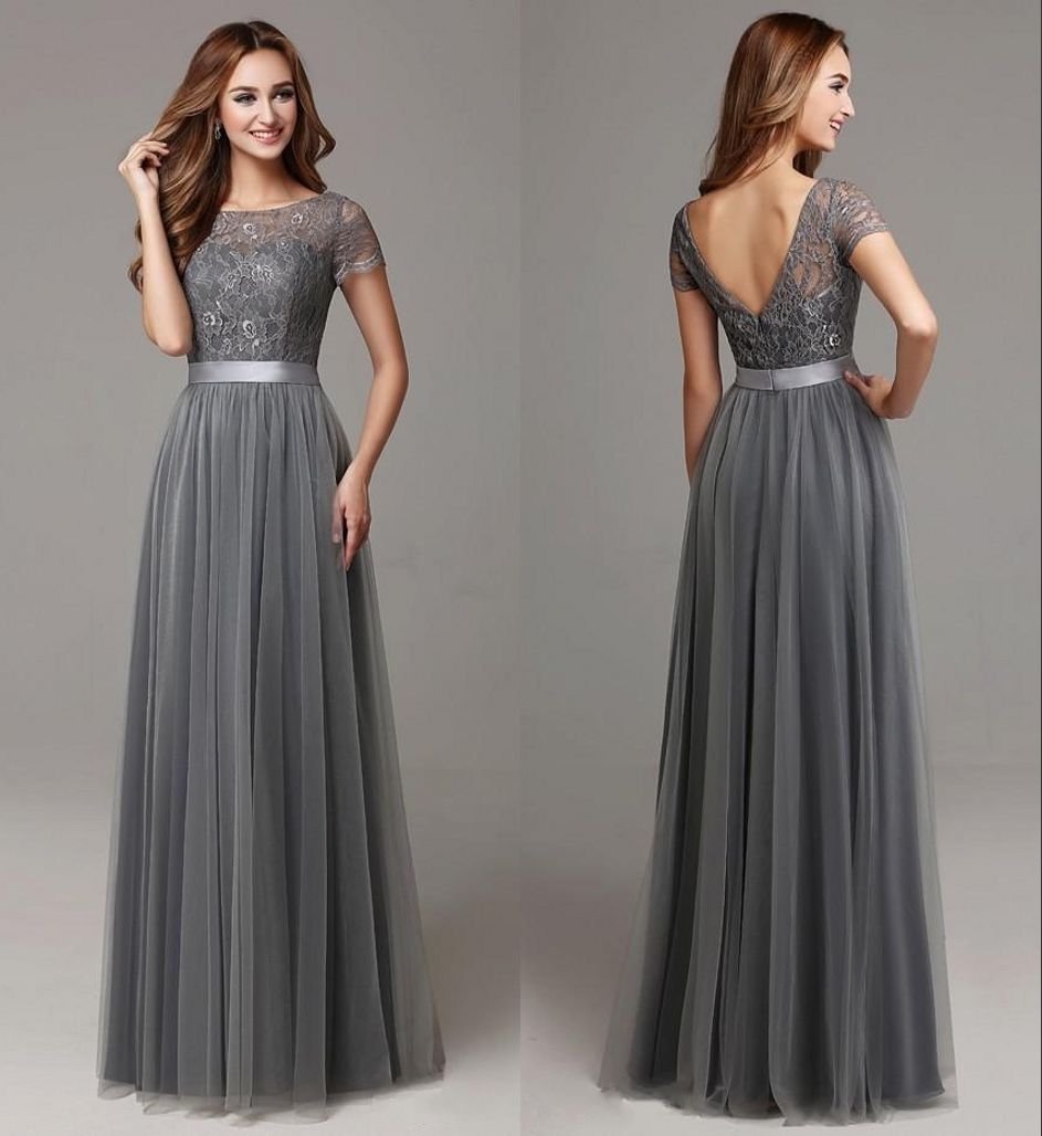 dark grey bridesmaid dresses long