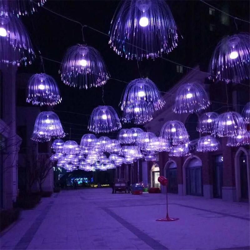 2019 Multicolor Rgb Led Fiber Optic Simulation Jellyfish Hanging 2019 Multicolor Rgb Led Fiber Optic Simulation Jellyfish Hanging Lantern Lamp Light Holiday Wedding Centerpiece Outdoor Landscape Lighting From Sunway518