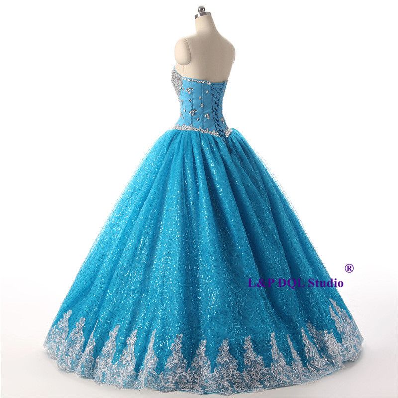 blue sequin ball gown