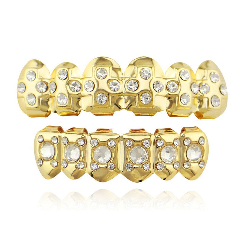 2021 Wholesale Real Gold Plated Teeth Grillz For Men & Women Luxury Cubic Zircon Jewelry Fashion ...