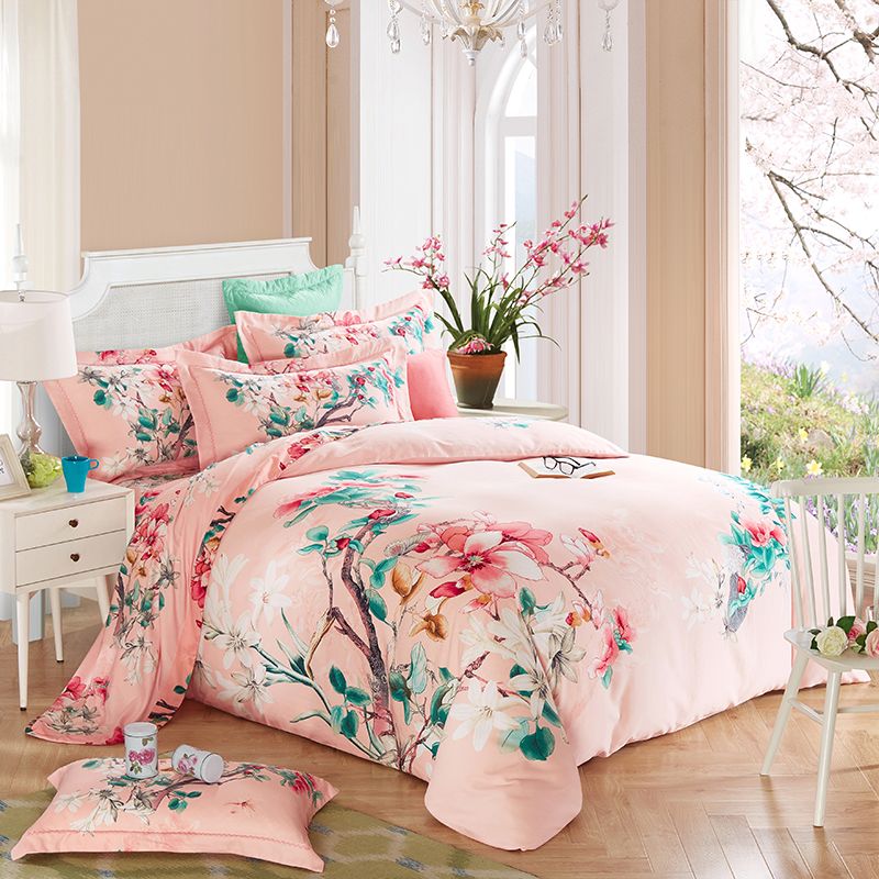 100 Cotton Sanding Warm Bed Set Fl Print Oriental Modern 100 Cotton Sanding Warm Bed Set Fl Print Oriental Modern Bedding King Queen Size Duvet Cover Sheet Pillowcase Cute