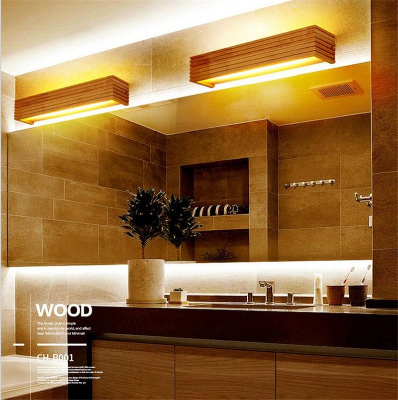 2019 Modern Chinese Japanese Style Led Lamp Oak Wooden Wall Lamp