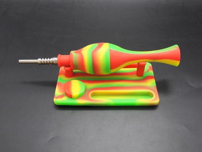 Pfeife Silikon dab rig mit 14mm Titan-Nagel VS Glass Bong Rauchen Wasserrohr Silikon Hookahs Rohre