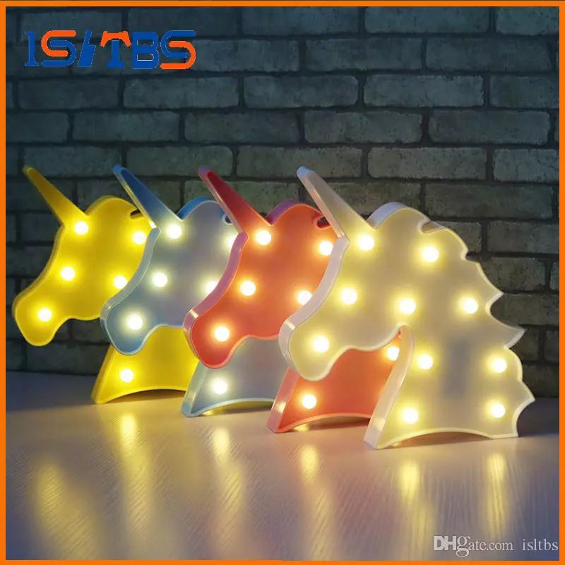 Niños Fiesta Animal Noche Lindo Para Led Luz La Dormitorio De Pared Marquee Cabeza Decoración Unicornio Regalos En Lámparas HE2YWD9I