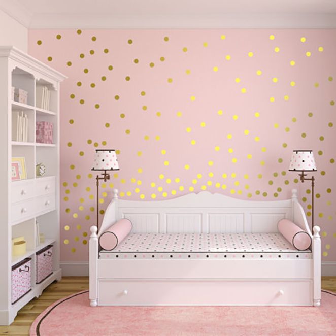 gold polka dots wall sticker baby nursery stickers children
