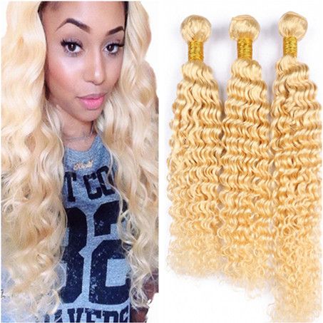 Brazilian Golden Blonde Human Hair Bundle Deals Deep Wave Pure