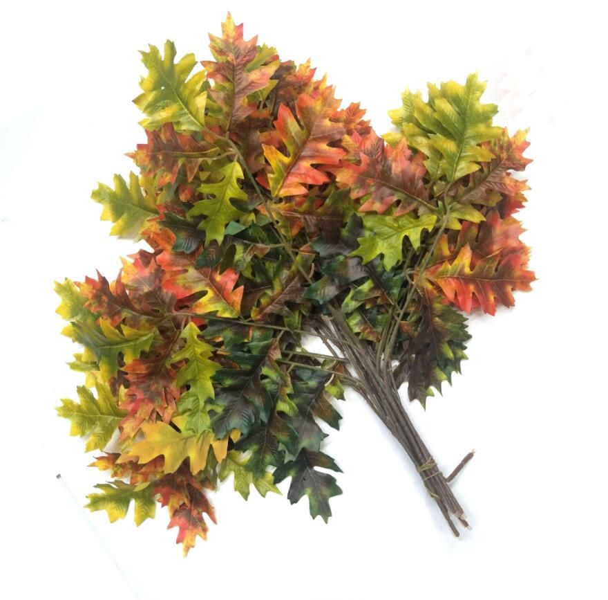 2021 New Artificial Oak Tree Leaves Branch For Plant Wall Background