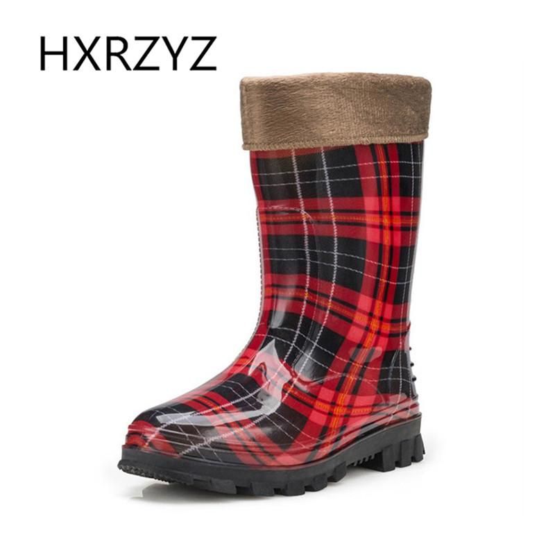 2020 Large Szie Lady Non Slip Rain Boots Women Warm Boots Removable