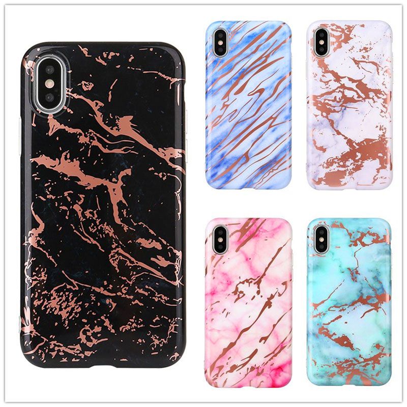 New Rose Gold Chrome Marble Case For Iphone X 6 6s 7 8 Plus Plated