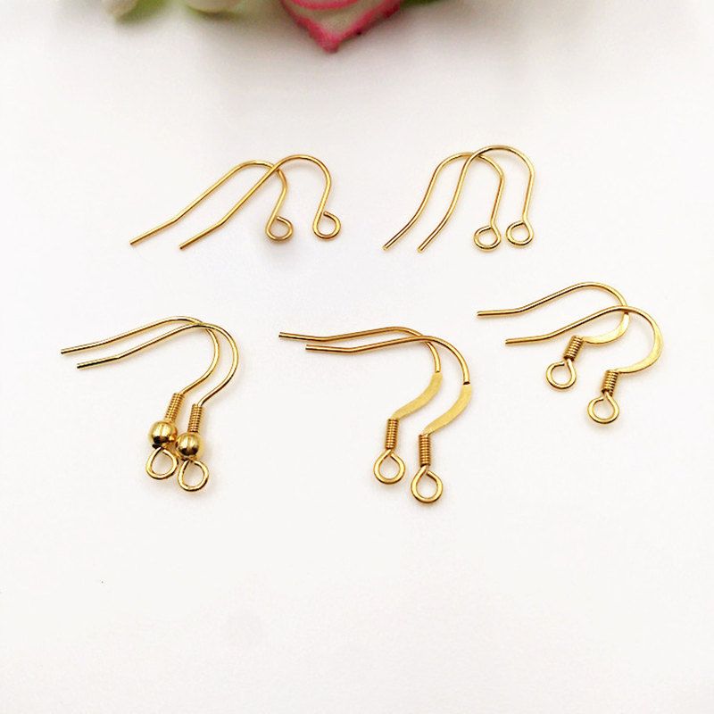 2019 316L Stainless Steel Earring Hook Gold Color Ear Hook DIY Earring Finding From Jonystore