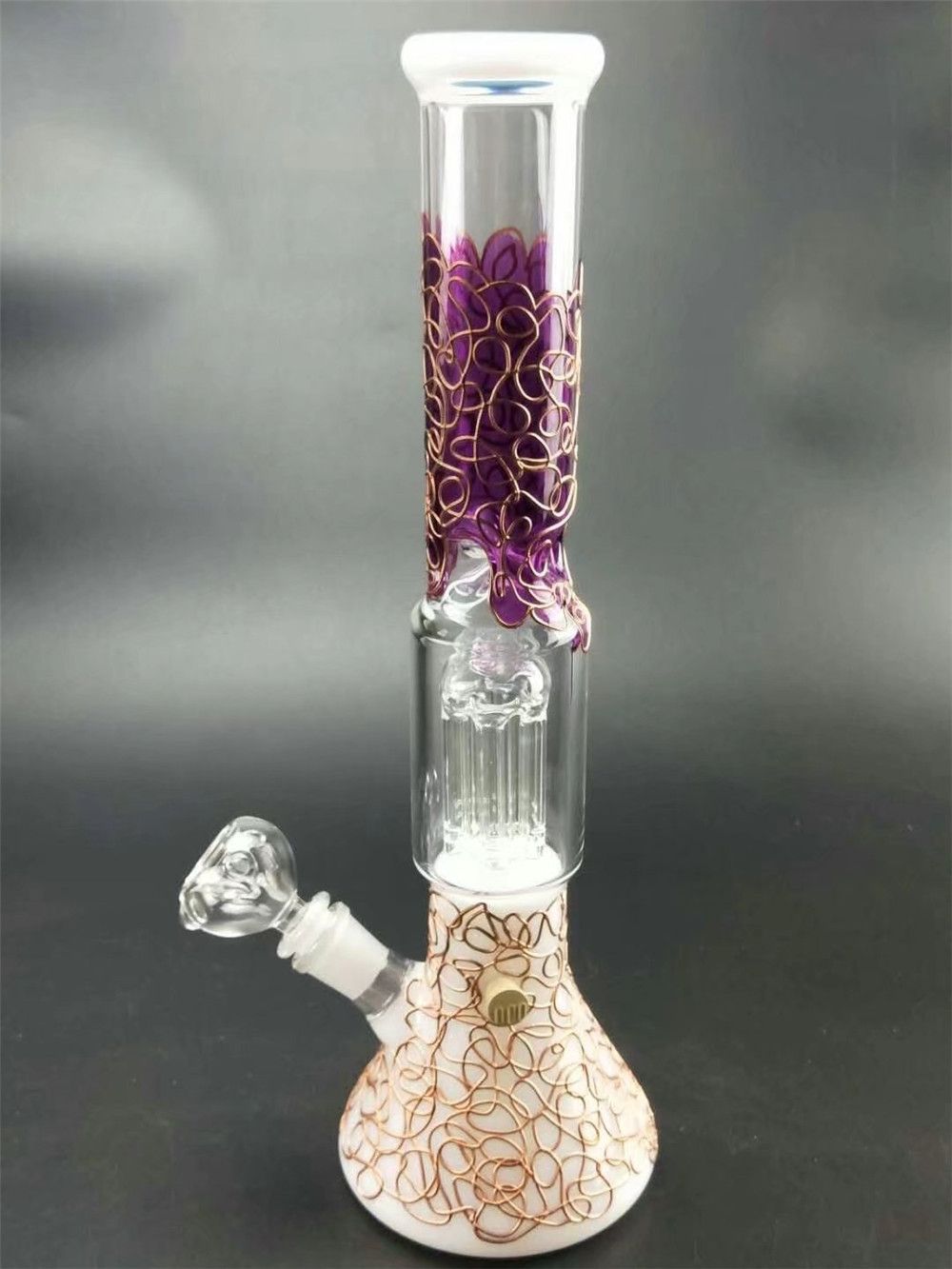 2020 Straight Tube Glass Water Bong Purple White With Template Copper ...