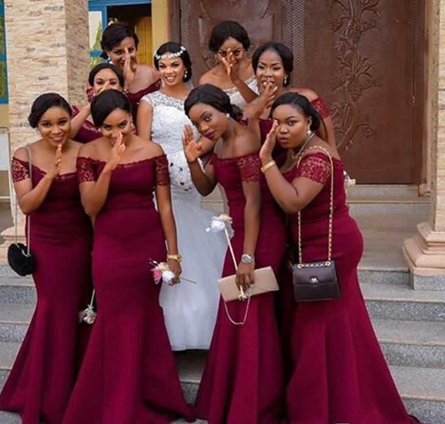 For Nigerian  Bridesmaid  Dresses  2019  Country Off Shoulder 