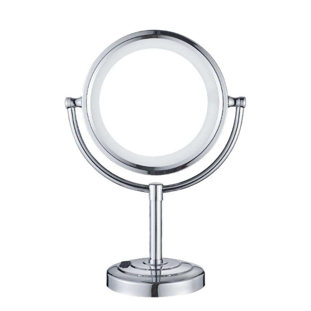 European Plug Led Makeup Magnifying Mirror Bathroom Desktop Double Sided Copper Metal Creative 10 Times