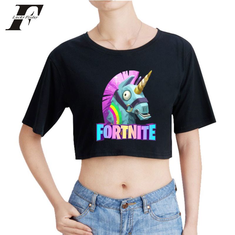 2018 fortnite kawaii summer funny bare midriff crop top shooting game t shirts women sexy victory royale streetwear t shirt best discounted t shirts from - fortnite kawaii