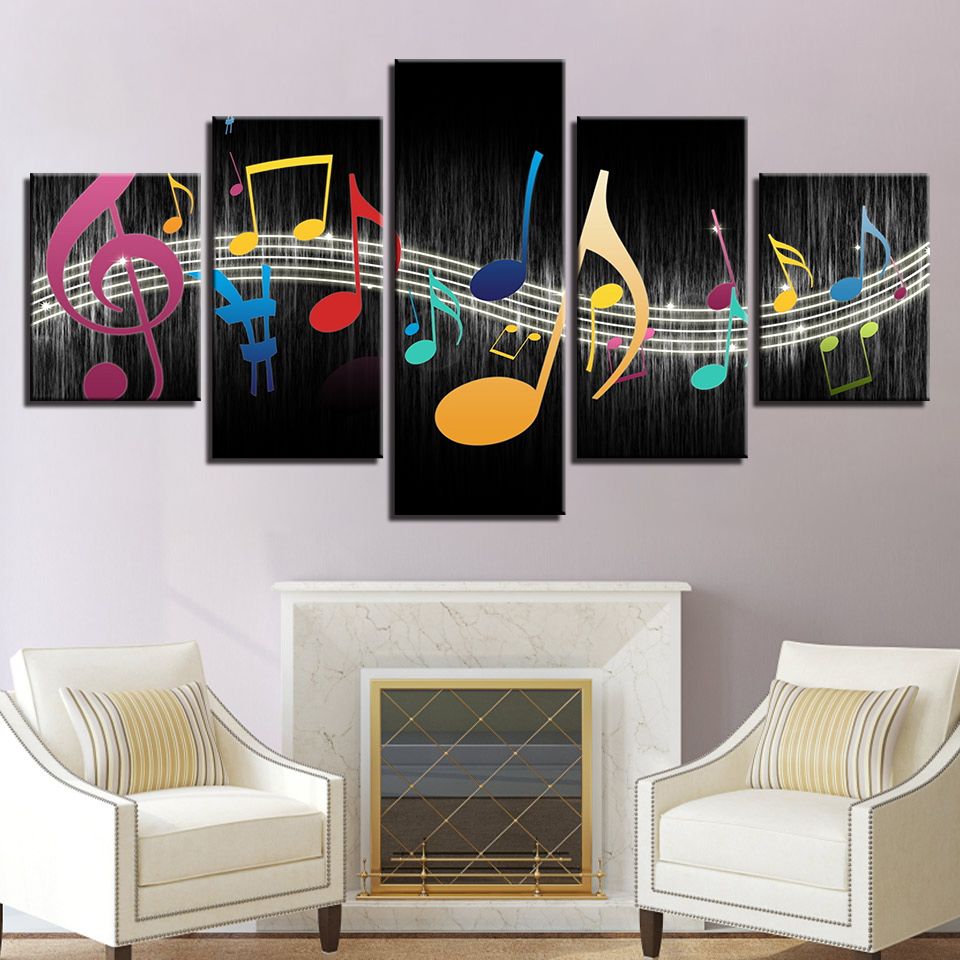 Modular Canvas Pictures Living Room Wall Art Home Decor Framework 5 Pieces Color Notes Paintings Modern Hd Prints Poster