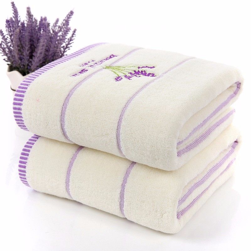 High Quality Lavender Purple White Cotton Towel Set Serviette De Bain 1pc Bath Towel 1pc Face For Adultschild 2pcsset