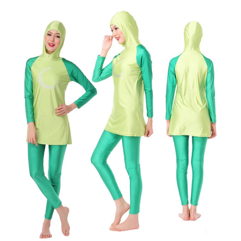 2021 Women Modest Long Sleeve Muslim Swimwear Flower Print Full Coverage Swimsuit High Quality