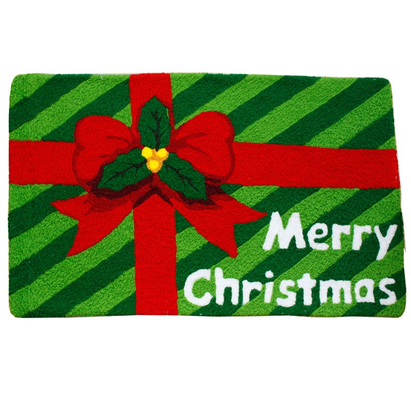 Christmas Red Green Floor Door Mats Hallway Entrance Hand Hooked