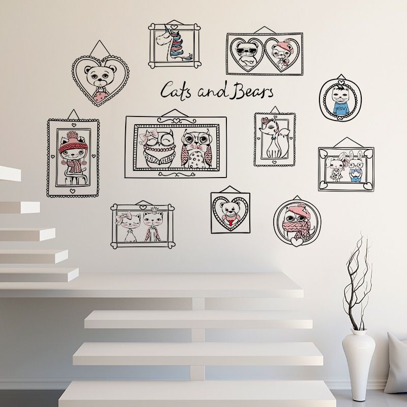 Cartoon Animal Owl Photo Frame Wall Sticker Art Children S Room Bedroom Home Decor Autocollant Mural