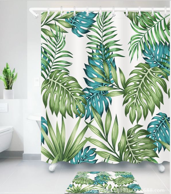 2019 Banana Leaves Shower Curtain Waterproof Polyester Fabric 2019 Banana Leaves Shower Curtain Waterproof Polyester Fabric Bathroom Decor Multi Size Printed With 12 Hooks Floor Mats Sets From