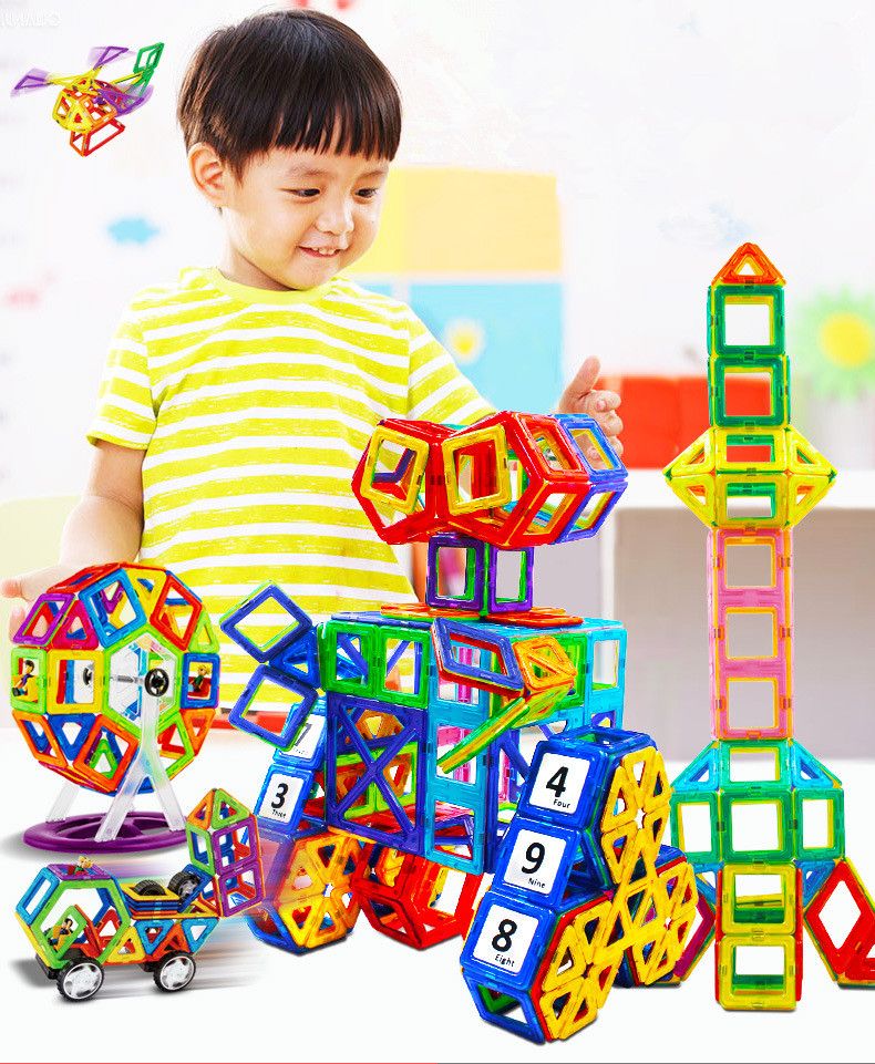 64 magnetic building blocks set for creativity educational building