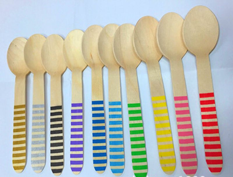 Disposable Wooden Spoons In Polka Dots Birthday See Larger Image