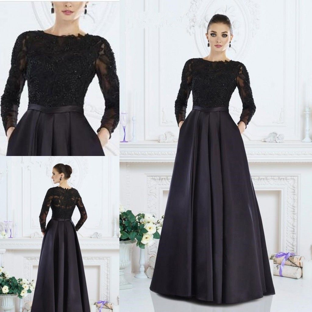Black Long Sleeve Mother Of The Bride Dresses 2018 Boat ...
